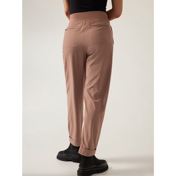 ATHLETA Cardiff Tie Waist Tapered Lightweight Pant Rustic Beige Tan Sz 18 NWT B4 - Picture 3 of 5